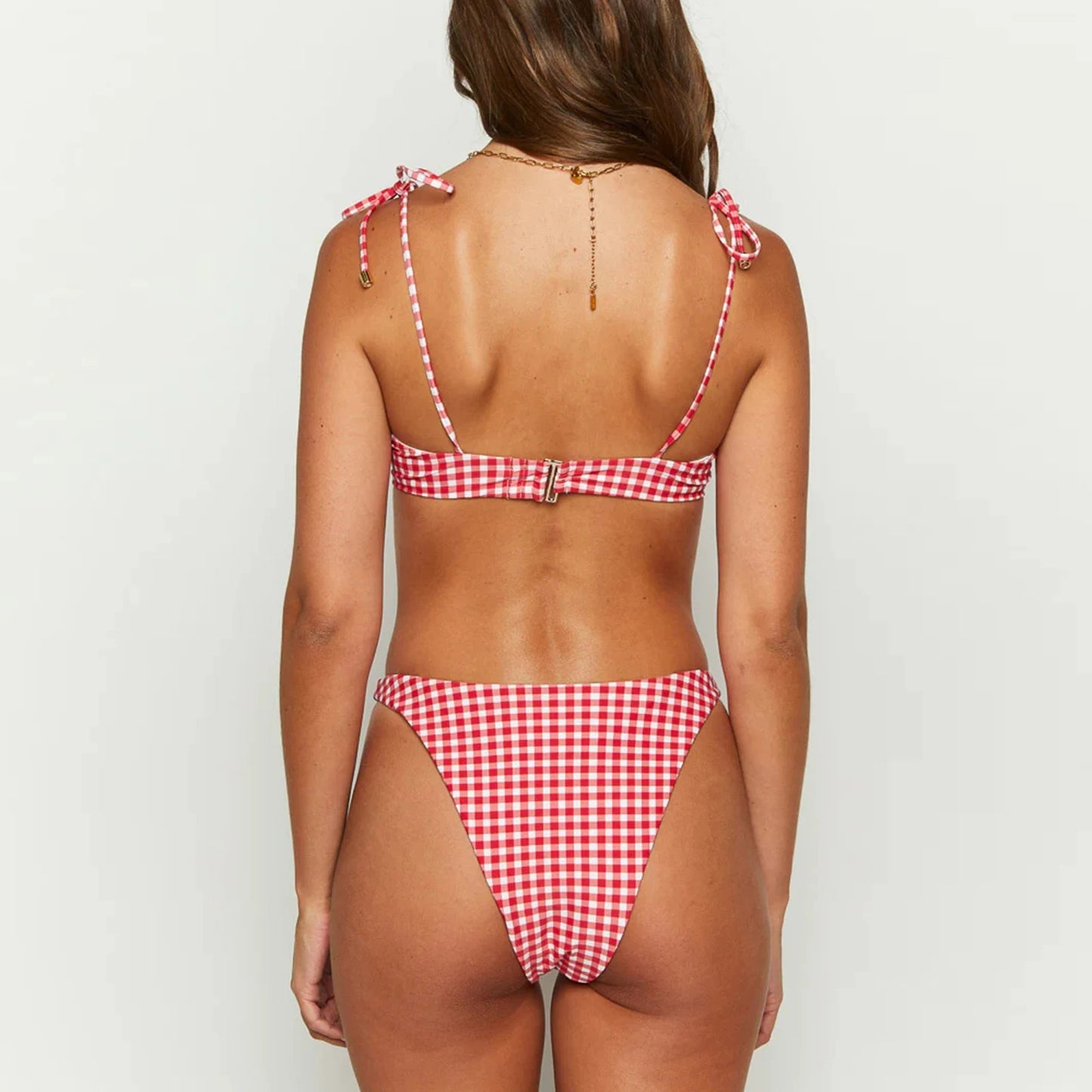 Calivay & Elara Women's Cherry Red Checker Bikini Set